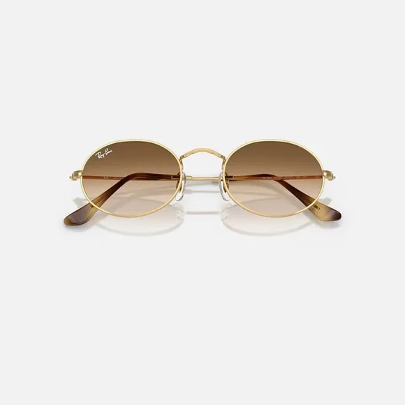 Ray-Ban Gold and Brown Oval Sunglasses - Picture 2 of 13